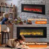 FL-DR Wall Mouted Electric Fireplace with DIY Log Bed and Multi Flame Colors